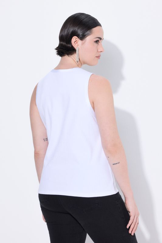 Haut sans manches, liserés en satin, décolleté rond et coupe Slim Fit
