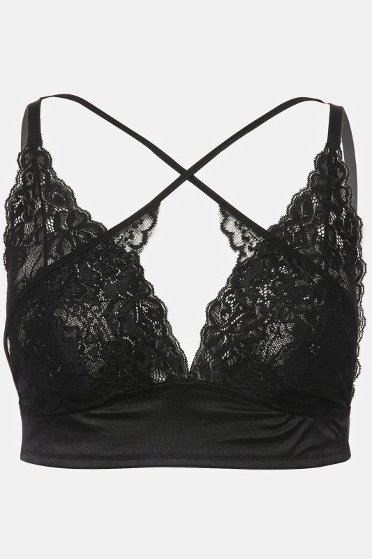 Bralette avec dentelle et broderie, sans armatures