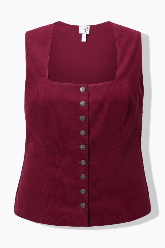 Bustier inspiré du costume traditionnel tyrolien en velours smocké. Coupe Slim sans manches