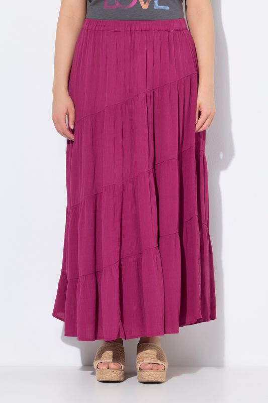 Jupe maxi avec coutures en biais, taille élastique et coupe évasée