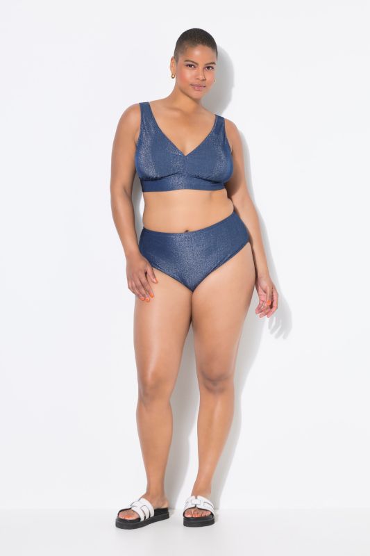 Bas de bikini taille haute, effet pailleté