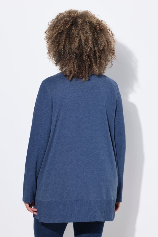 Veste en molleton, texture gaufrée, coupe ouverte et manches longues