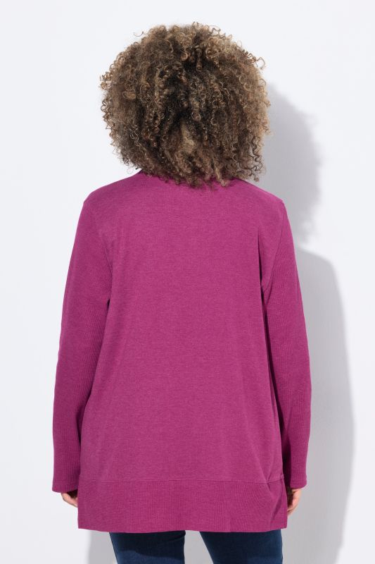 Veste en molleton, texture gaufrée, coupe ouverte et manches longues