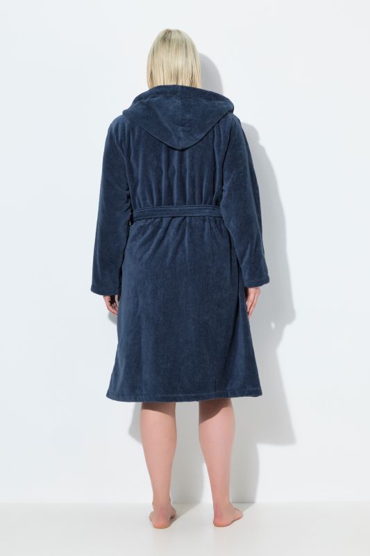 Peignoir à capuche en éponge, ceinture et coupe évasée