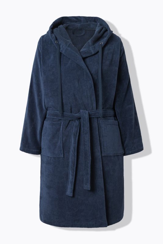 Peignoir à capuche en éponge, ceinture et coupe évasée