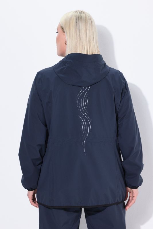 Veste de pluie imperméable, avec fermeture à glissière à double sens et pochette de rangement