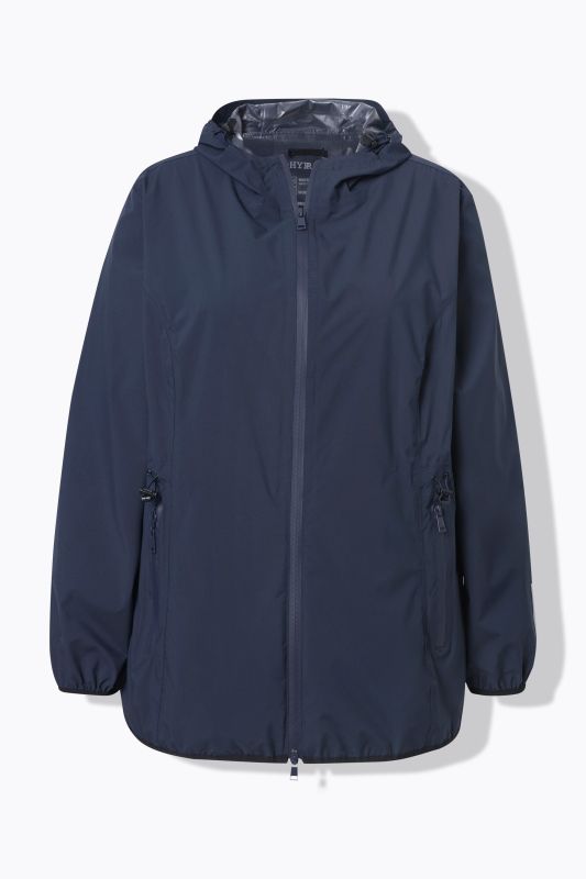 Veste de pluie imperméable, avec fermeture à glissière à double sens et pochette de rangement