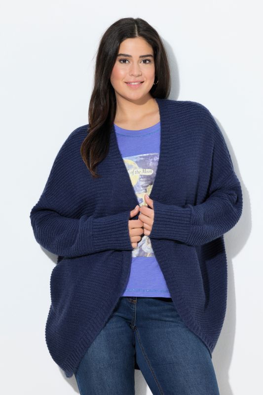 Cardigan coupe ouverte, laine mélangée, silhouette en O (Egg-Shape)