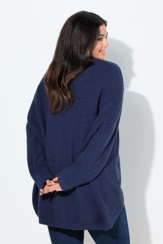 Cardigan coupe ouverte, laine mélangée, silhouette en O (Egg-Shape)