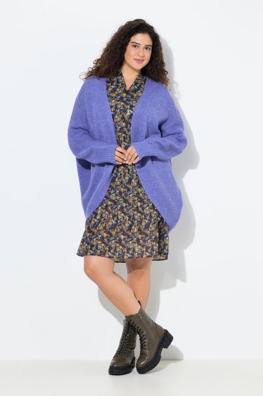 Cardigan coupe ouverte, laine mélangée, silhouette en O (Egg-Shape)