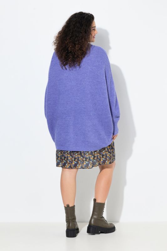 Cardigan coupe ouverte, laine mélangée, silhouette en O (Egg-Shape)