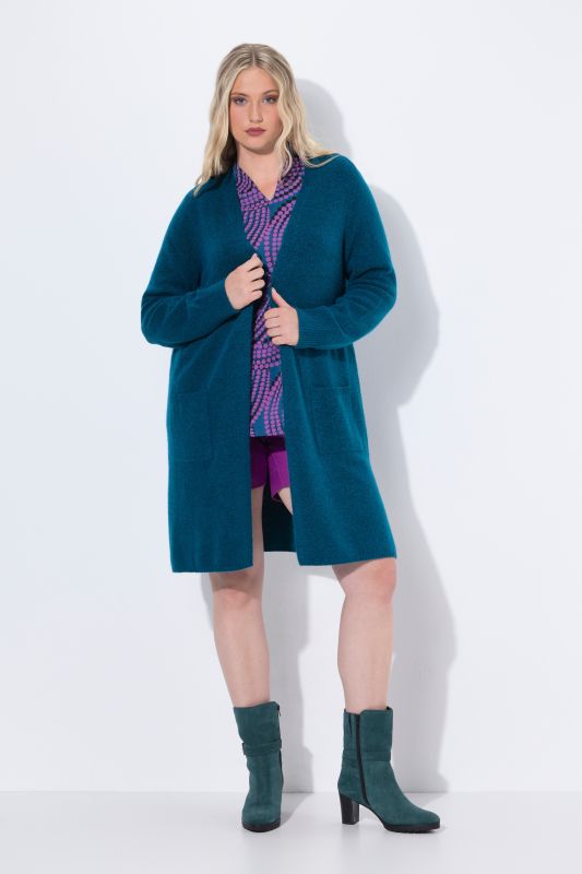 Cardigan long, coupe ouverte et encolure V
