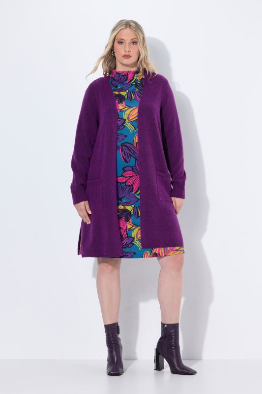 Cardigan long, coupe ouverte et encolure V