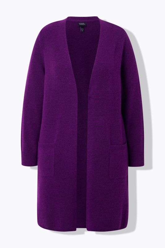 Cardigan long, coupe ouverte et encolure V