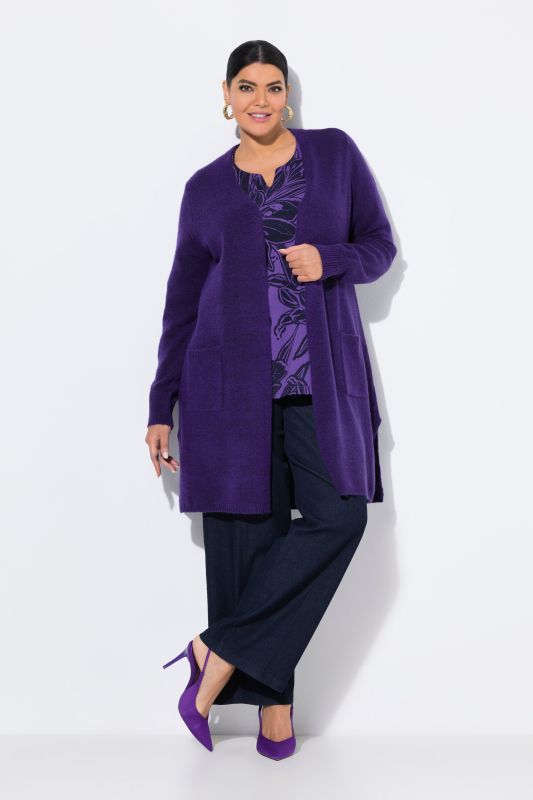 Cardigan long, coupe ouverte et encolure V