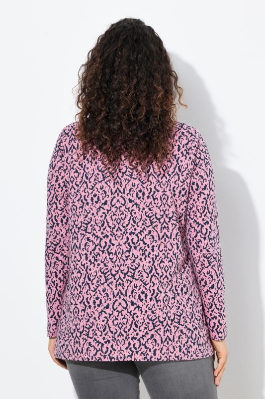 T-shirt avec plis fantaisie, décolleté en V et manches 3/4, coupe évasée