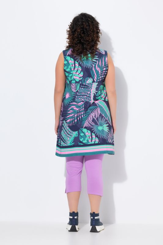 Robe en jersey imprimé, sans manches, coupe évasée et col rond