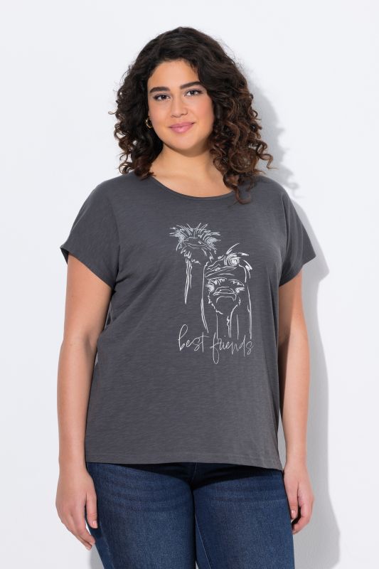 T-shirt oversize à imprimé animal métallisé, col rond et manches courtes