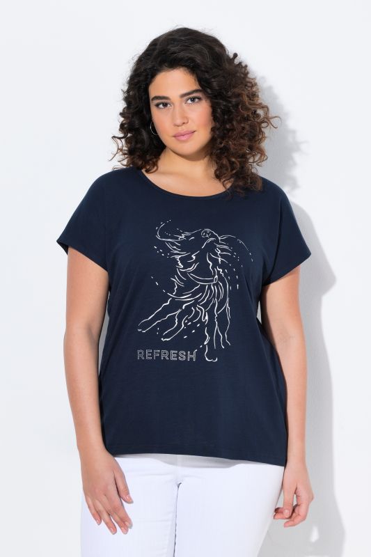T-shirt oversize à imprimé animal métallisé, col rond et manches courtes