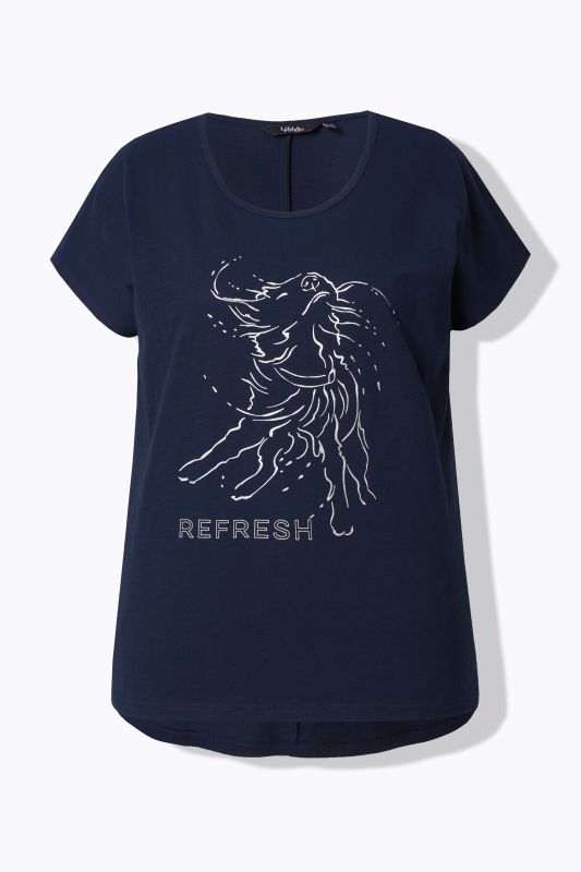 T-shirt oversize à imprimé animal métallisé, col rond et manches courtes