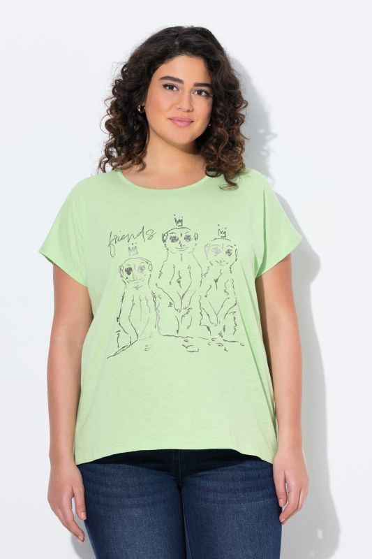 T-shirt oversize à imprimé animal métallisé, col rond et manches courtes