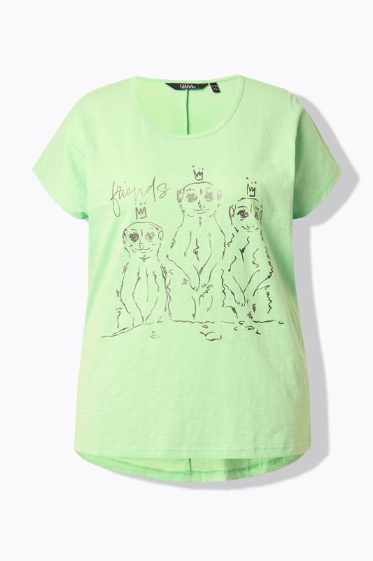 T-shirt oversize à imprimé animal métallisé, col rond et manches courtes