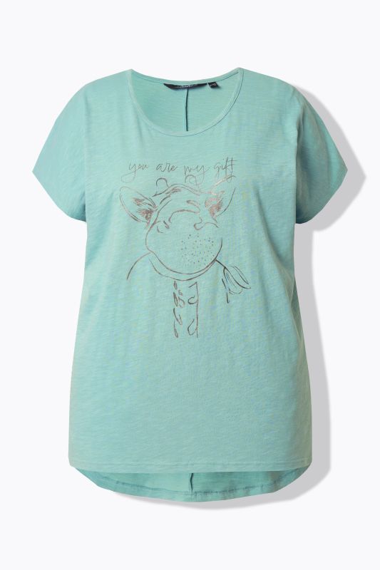 T-shirt oversize à imprimé animal métallisé, col rond et manches courtes