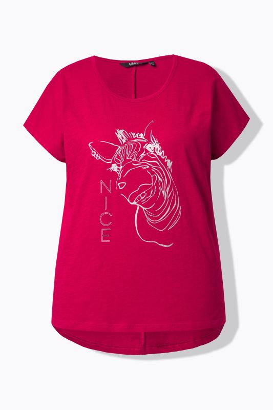 T-shirt oversize à imprimé animal métallisé, col rond et manches courtes