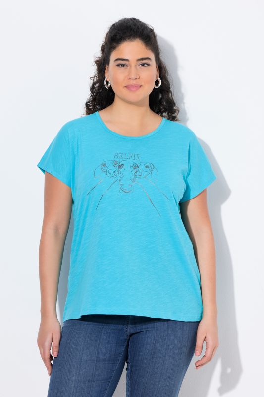 T-shirt oversize à imprimé animal métallisé, col rond et manches courtes