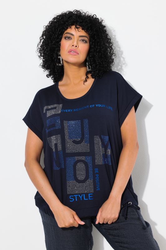 T-shirt oversize à col rond et manches courtes, cordon coulissant