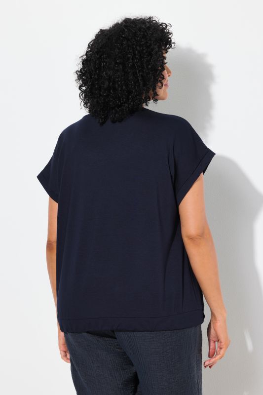 T-shirt oversize à col rond et manches courtes, cordon coulissant