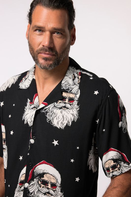Chemise de Noël JP 1880. Manches courtes et col cubain. Coupe Cuba-Fit - jusqu'au 8&nbsp;XL