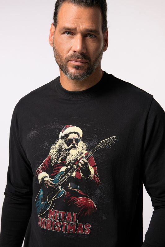 T-shirt JP 1880 à manches longues. Col rond et imprimé de Noël – jusqu'au 8&nbsp;XL