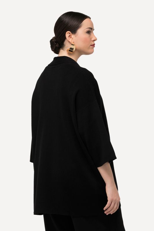 Cardigan oversize, coupe ouverte, col châle et manches courtes