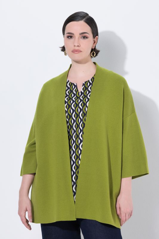 Cardigan oversize, coupe ouverte, col châle et manches courtes