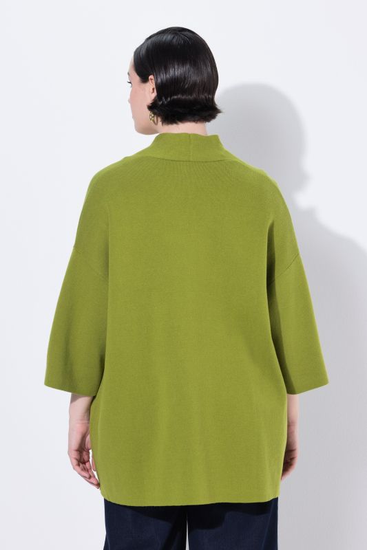 Cardigan oversize, coupe ouverte, col châle et manches courtes