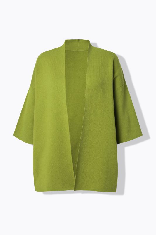 Cardigan oversize, coupe ouverte, col châle et manches courtes