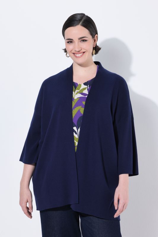 Cardigan oversize, coupe ouverte, col châle et manches courtes