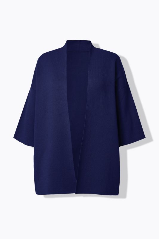Cardigan oversize, coupe ouverte, col châle et manches courtes