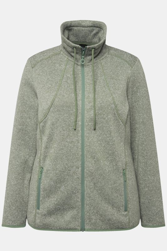 Veste en maille polaire, motif chiné, col montant et poches zippées
