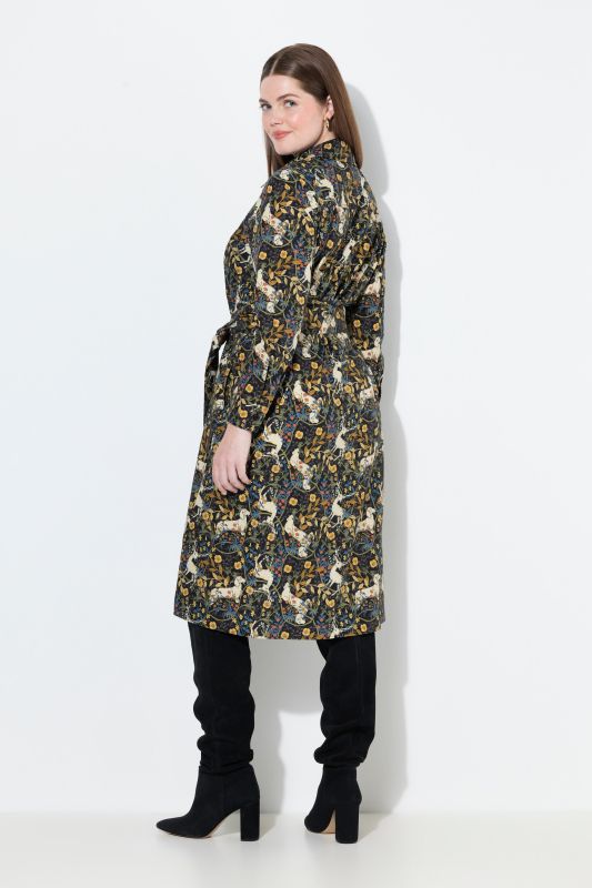 Robe chemisier, motif hiboux, col chemise et manches longues
