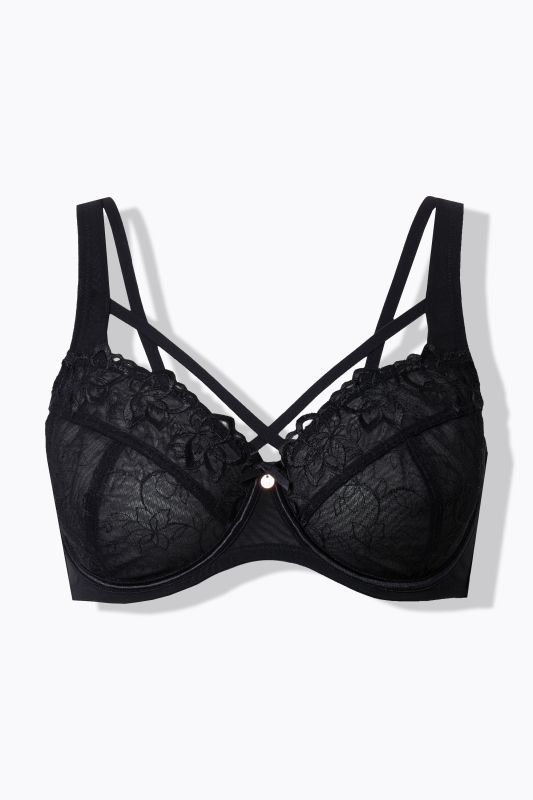 Soutien-gorge à armatures TruYou, dentelle transparente et rubans fantaisie - bonnet C-F