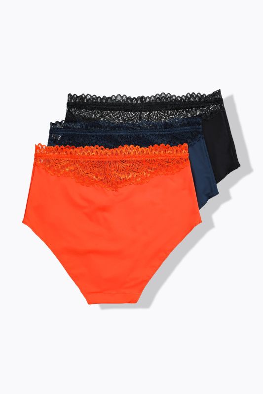 Lot de 3 culottes maxi TruYou, microfibre, dentelle à la taille