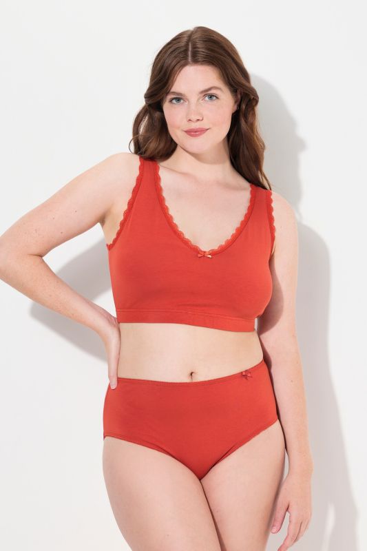 Bustier en coton bio, liseré fantaisie, décolleté en V