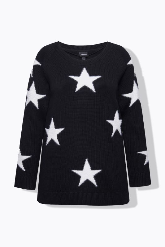 Pull à col rond et manches longues raglan, étoiles brillantes