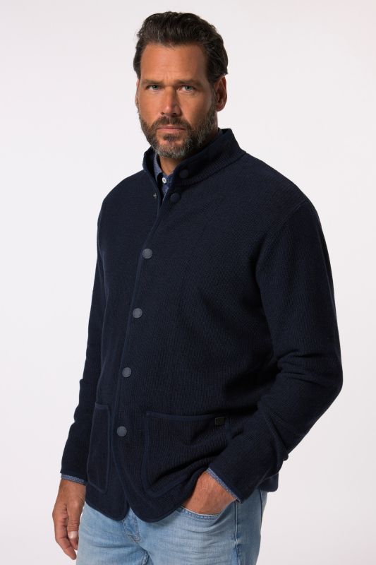 Veston en maille JP 1880, FLEXNAMIC®, col montant, boutons-pression, jusqu'au 8XL
