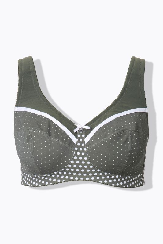 Soutien-gorge de maintien, imprimé à pois, sans armatures, bonnet C-F.