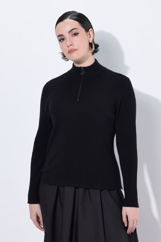 Pull camionneur oversize, maille côtelée, col camionneur et manches longues, coupe Slim Fit