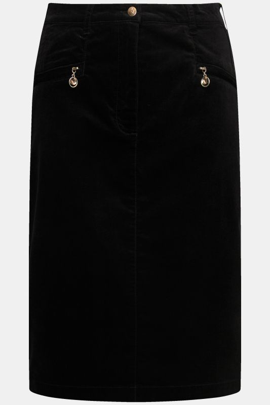 Jupe en velours Mony, ceinture confortable, poches zippées