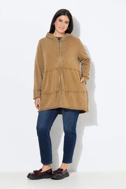 Longue veste à capuche au look vintage, ligne A